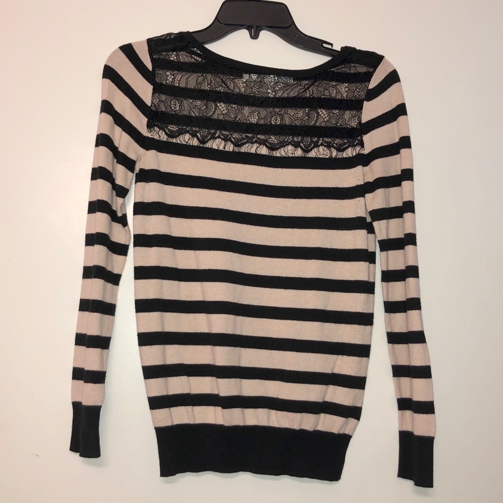 172. LC Lauren Conrad Stripe Lace Front Top